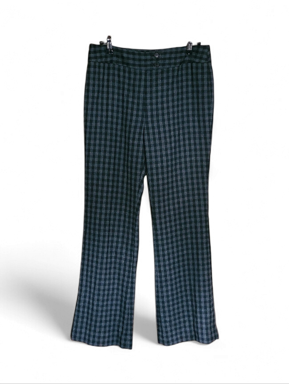 Women's Anne Klein Wool Blend Checkered Pants Size 6P Black & Grey Neutral